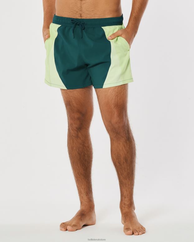 Bottoms Hollister Men Gilly Hicks Swim Trunks 5\\ 488201404 Dark Teal And Lime